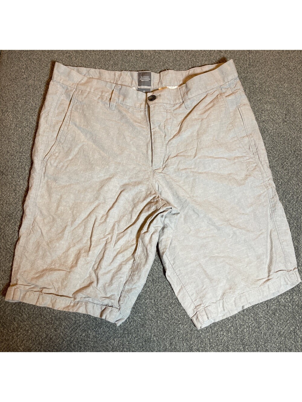 GAP Shorts Mens Sz W33xL21 In 11, Gray Khaki Cotton Chino Stretch  4 Pockets